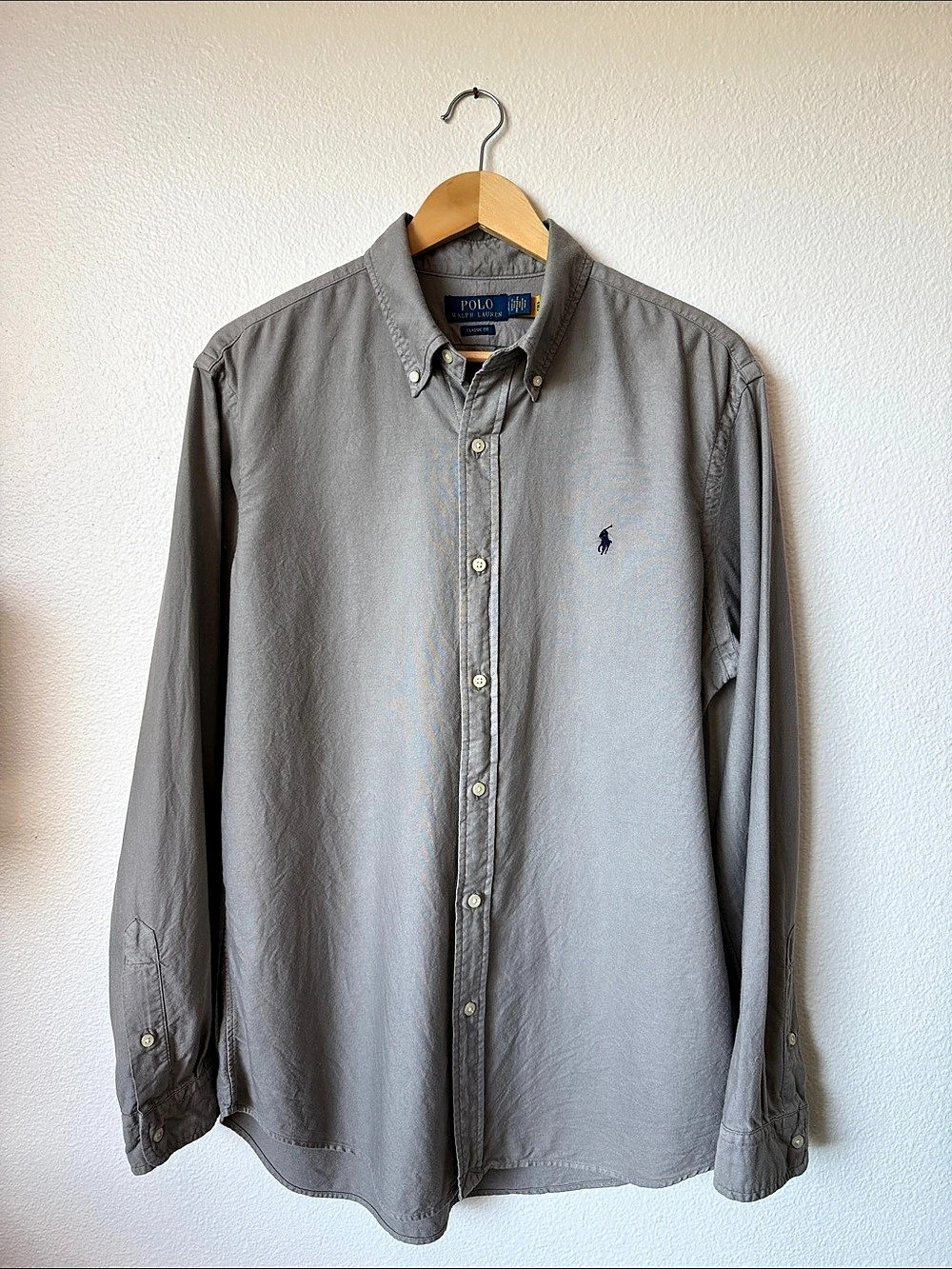 Polo Ralph Lauren Classic Fit Long-Sleeve Button-Down Shirt Gray LG